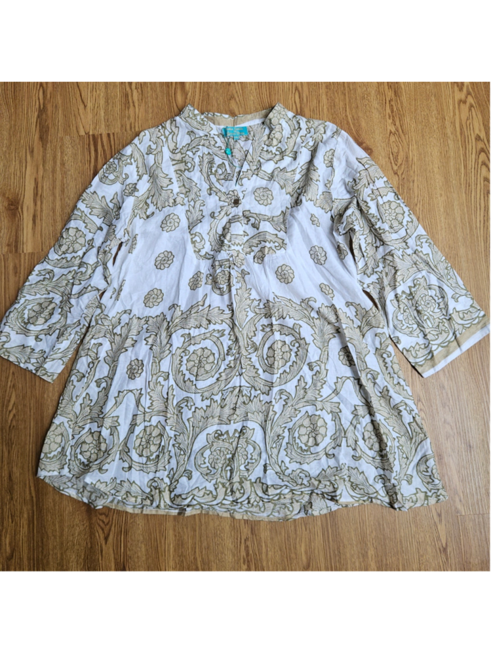 Antica Sartoria Tunic Top Cotton Boho Resort Cover-Up Womens L/XL